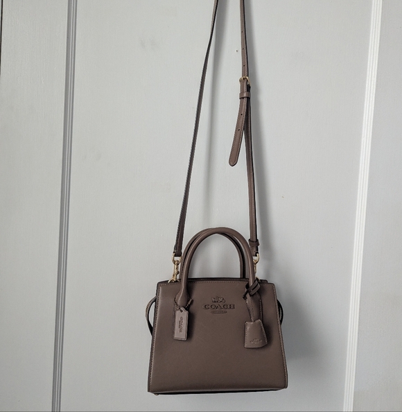 Coach Andrea Carryall Small Mini Bag In Dark Stone *** Read Description Flaw *** - Picture 2 of 14